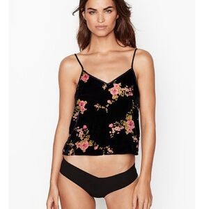💕 VICTORIA’S SECRET velvet floral cropped cami size XL navy blue